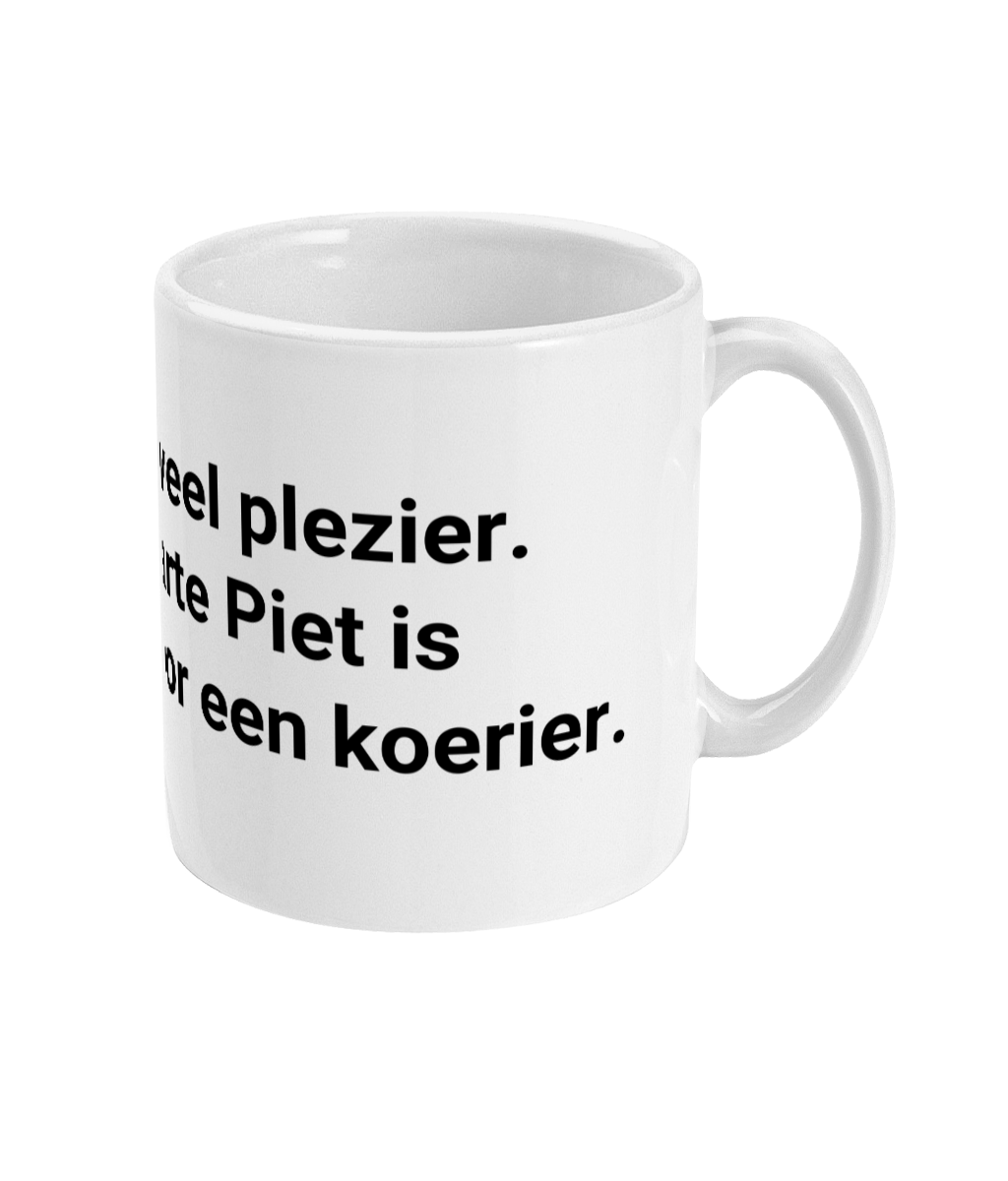 Het is met veel plezier. Want Zwarte Piet is vervangen door een koerier.