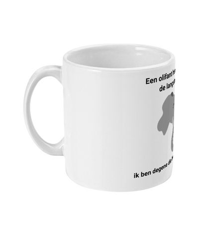 Een olifant heeft dan wel de langste slurf, ik ben degene die bovenop jou durf.